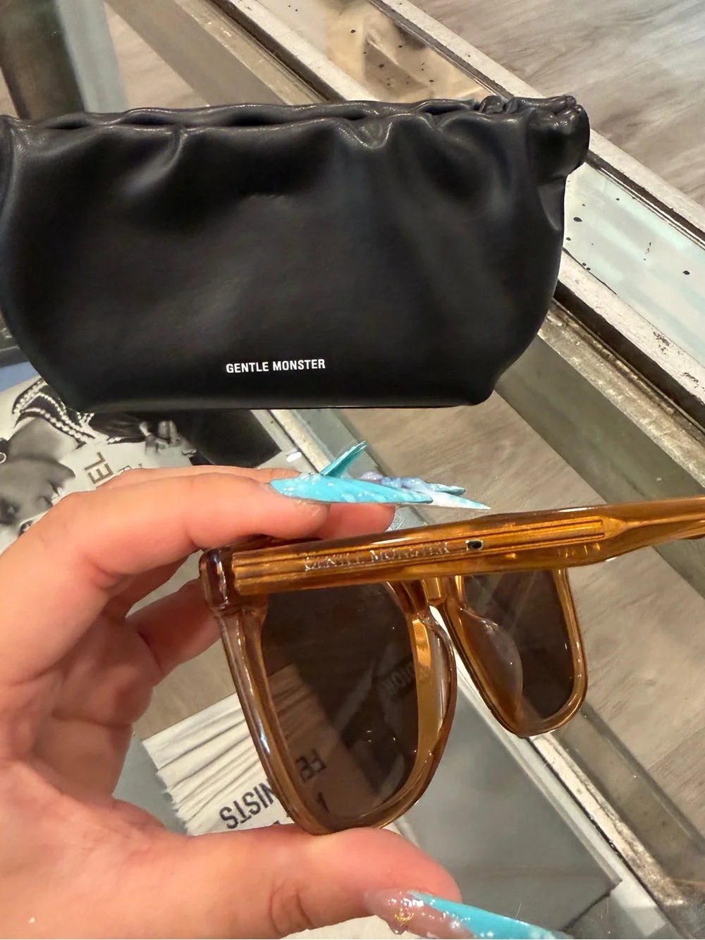 Gentle Monster Brown Square Sunglasses with case